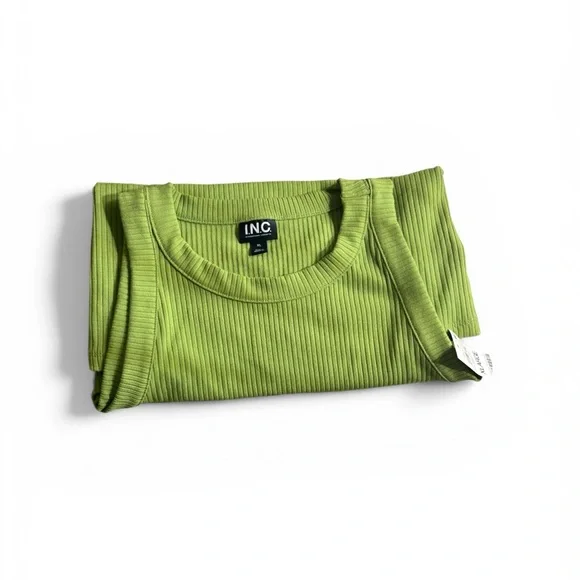 INC International Concepts Women's Light Green Ribbed Tank Top - Picture 2 of 6